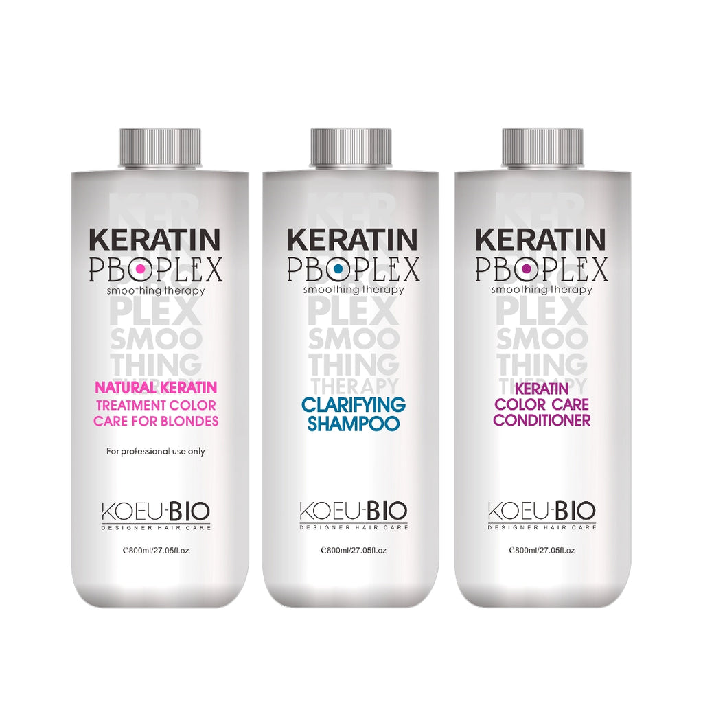 Formaldehyde-Free Keratin Smoothing Kit – Treatment + Clarifying Shampoo + Color Care Conditioner