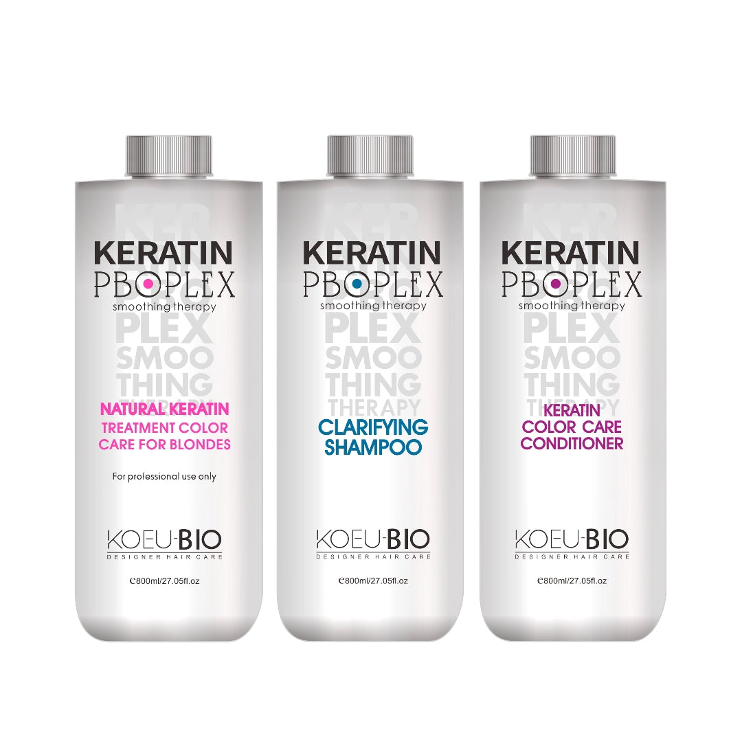 Formaldehyde-Free Keratin Smoothing Kit – Treatment + Clarifying Shampoo + Color Care Conditioner