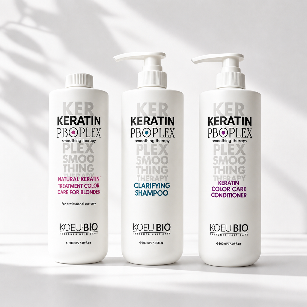 Formaldehyde-Free Keratin Smoothing Kit – Treatment + Clarifying Shampoo + Color Care Conditioner