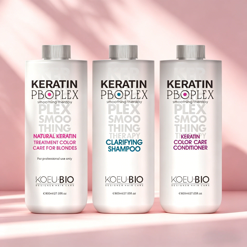 Formaldehyde-Free Keratin Smoothing Kit – Treatment + Clarifying Shampoo + Color Care Conditioner