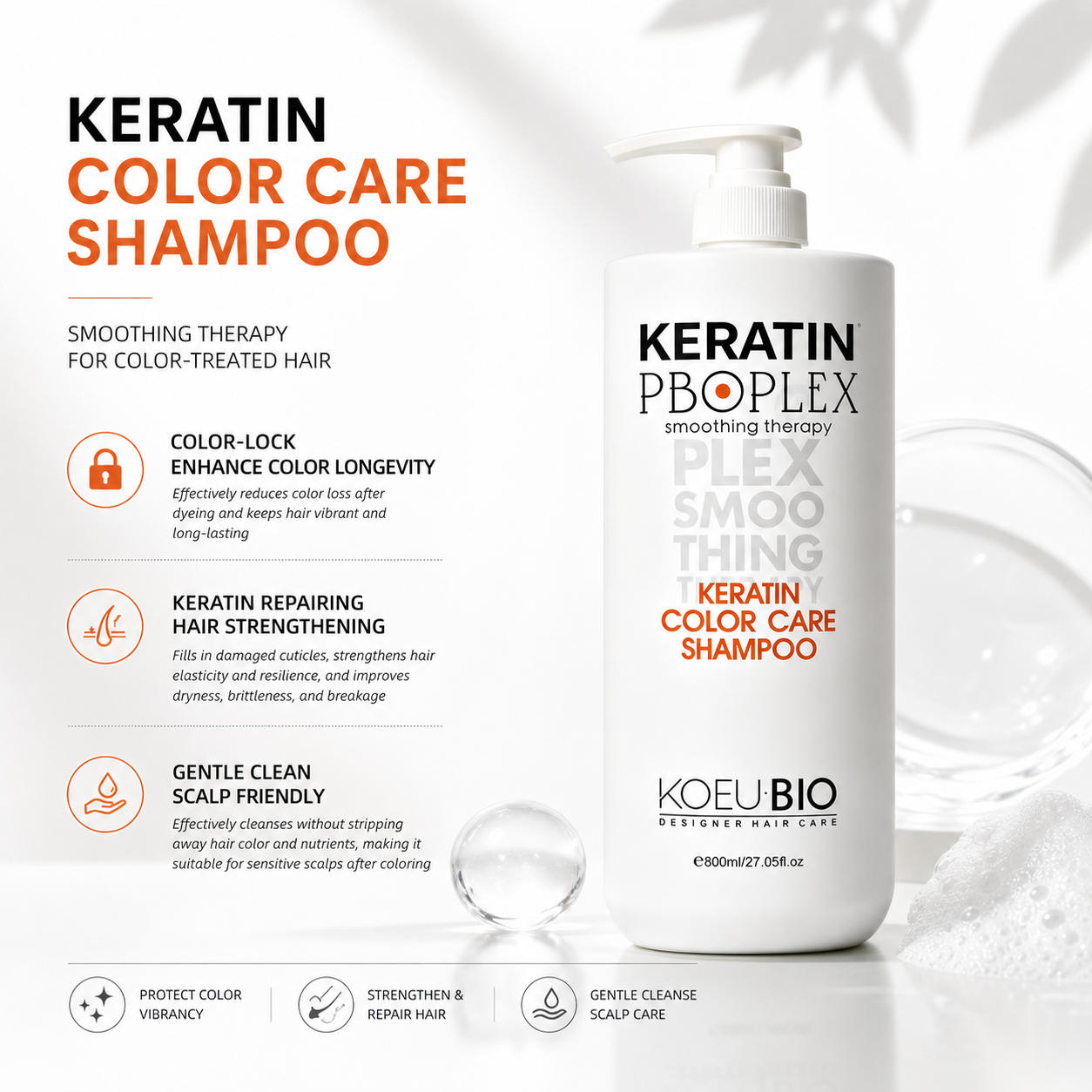 Keratin Color Care Shampoo – 12-Bottle Salon Bulk Case (Color Safe & Keratin Friendly Formula)