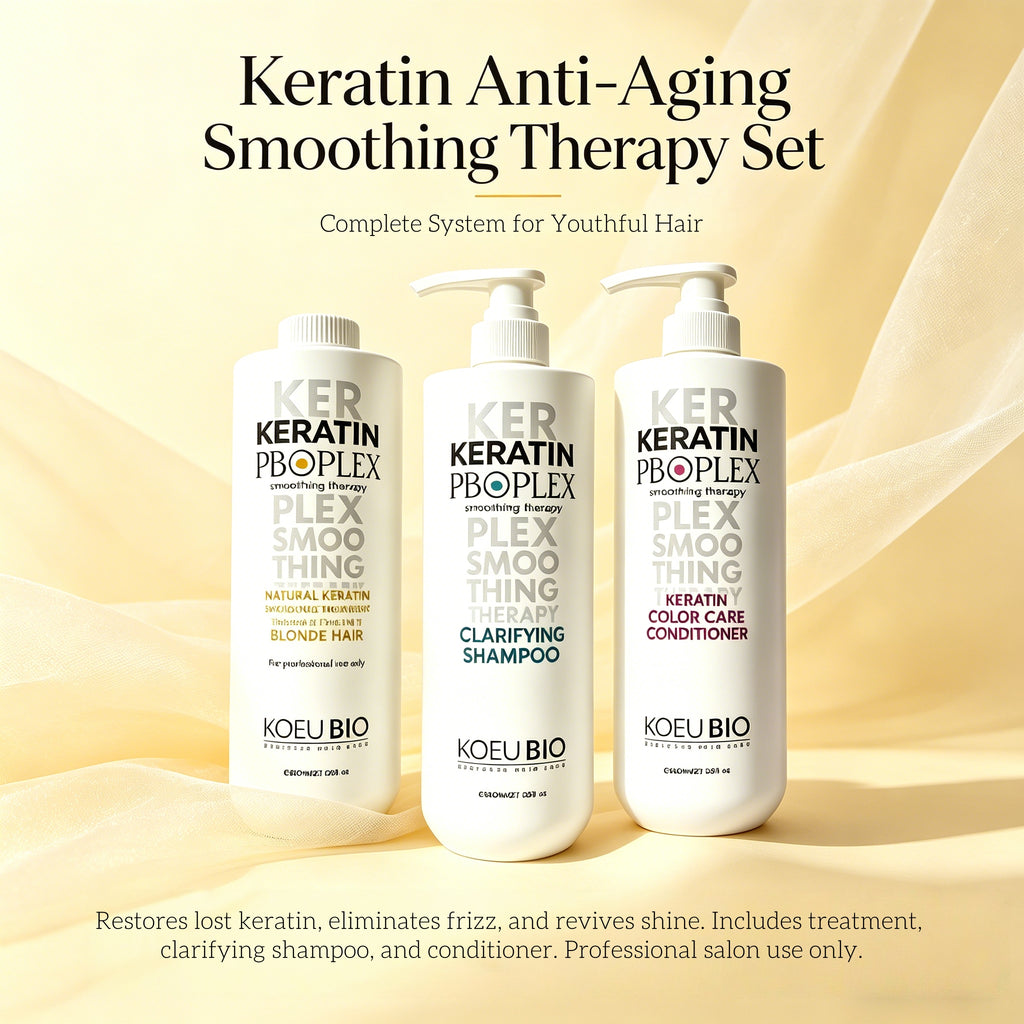 Anti-Aging Keratin Smoothing Kit – Treatment + Clarifying Shampoo + Conditioner