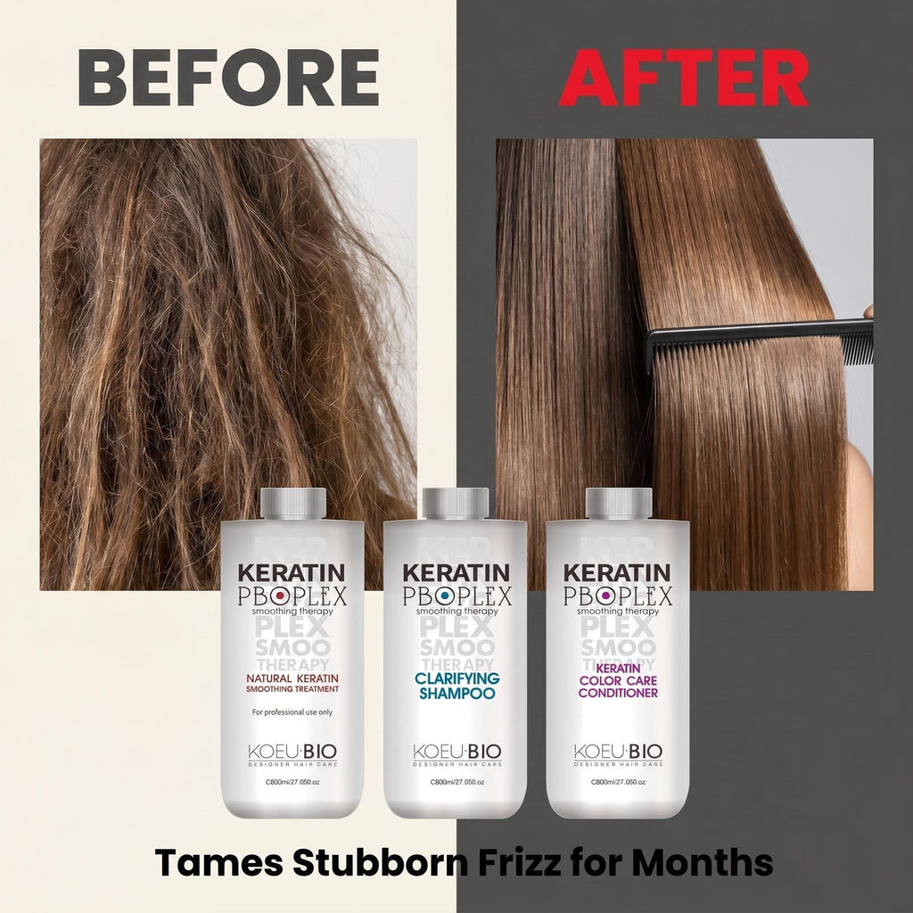 Classic Keratin Smoothing Kit (4% Formula) – Treatment + Clarifying Shampoo + Color Care Conditioner